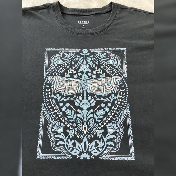 Torrid Dragonfly Oversized Heritage Jersey Tunic Tee-100% Cotton- Black- 3X NWOT - Picture 1 of 7